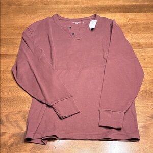 Abercrombie & Fitch Men’s Burgundy Long Sleeve Henley Shirt